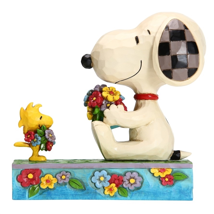 Peanuts by Jim Shore - Flowers For Friends - Snoopy And Woodstock with Flowers