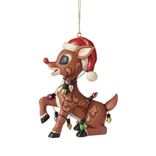 Rudolph Traditions by Jim Shore - Rudolph Wrapped In Lights Ornament