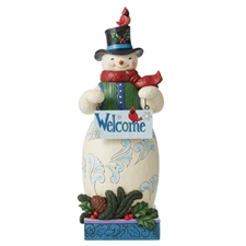 Jim Shore Heartwood Creek |  Statue Snowman Welcome Sign  6007115 | DBC Collectibles
