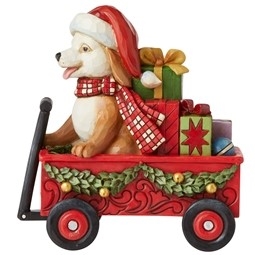 Winter Welcome Wagon - Christmas Dog in Wagon