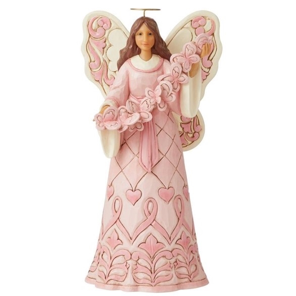 Jim Shore Heartwood Creek | Hope Takes Wing - Pink Angel With Butterfly Breast Cancer Awareness 6008100 | DBC Collectibles