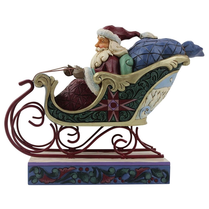 Jim Shore Heartwood Creek | Ready For A Journey Around The World - Santa in Sleigh Worldwide Event 6008765 | DBC Collectibles