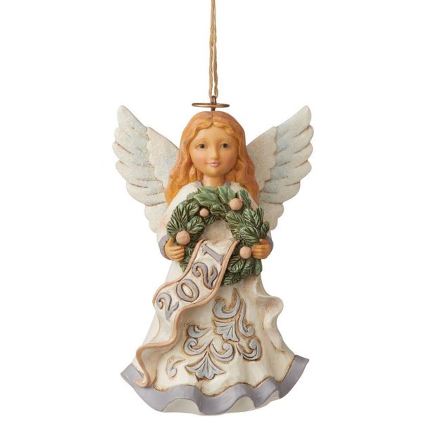 Jim Shore Heartwood Creek |  White Woodland Dated 2021 Angel Ornament 6008869 | DBC Collectibles