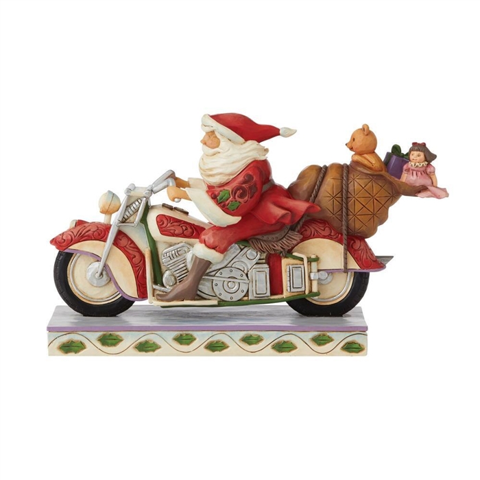 Jim Shore Heartwood Creek | Cruisin' Towards Christmas  - Santa Riding Motorcycle  | 6008883 | DBC Collectibles