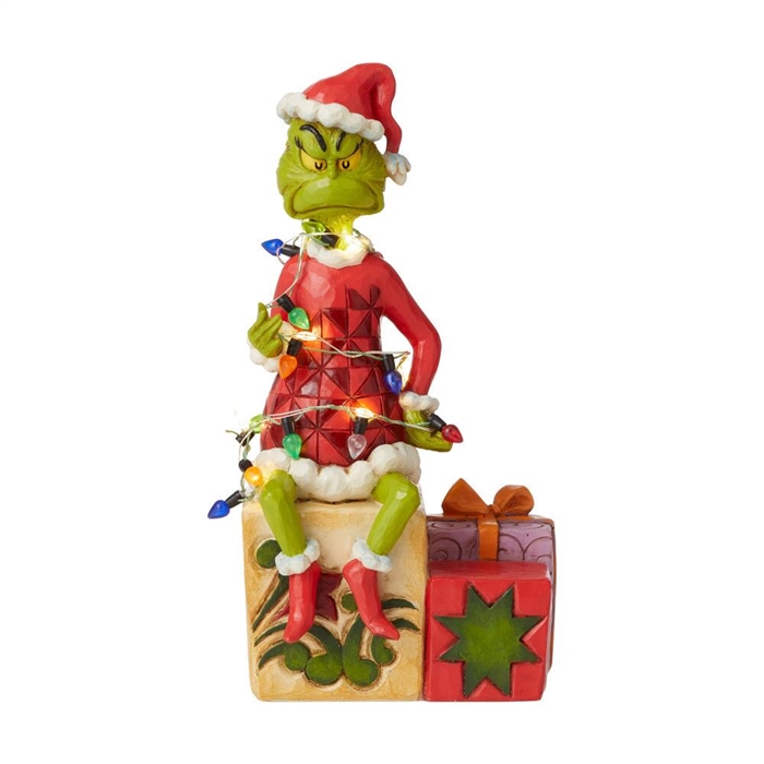 Jim Shore Grinch | Grinch on Present 6008887 | DBC Collectibles