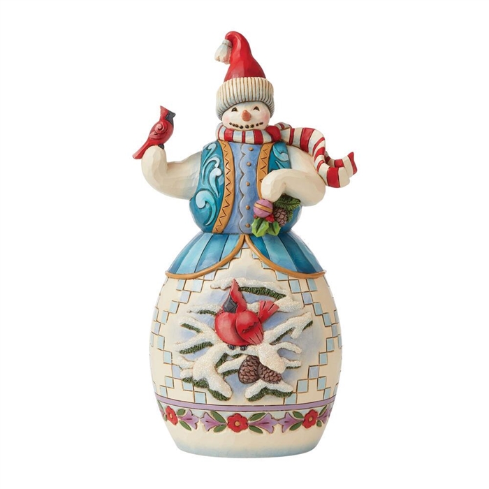 Jim Shore Heartwood Creek Mini Snowman with Gift & Candy Cane Figurine