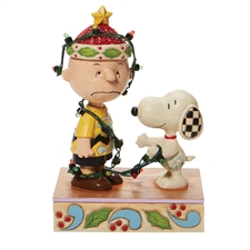 Jim Shore Peanuts | Oh Brother - Charlie Brown Tangled Lights 6008954 | DBC Collectibles
