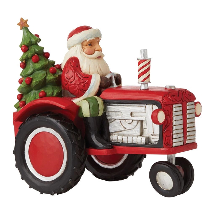 Jim Shore Heartwood Creek | Country Christmas Delivery - Santa Driving Tractor Figurine 6009122 | DBC Collectibles