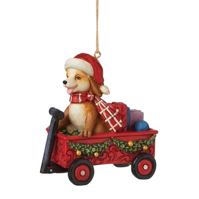 Jim Shore Heartwood Creek | Dog in Wagon Ornament 6009131 | DBC Collectibles