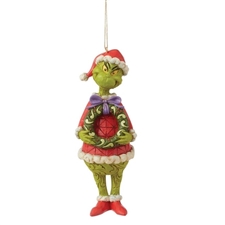 Jim Shore Grinch | Grinch Holding Wreath Ornament 6009205 | DBC Collectibles