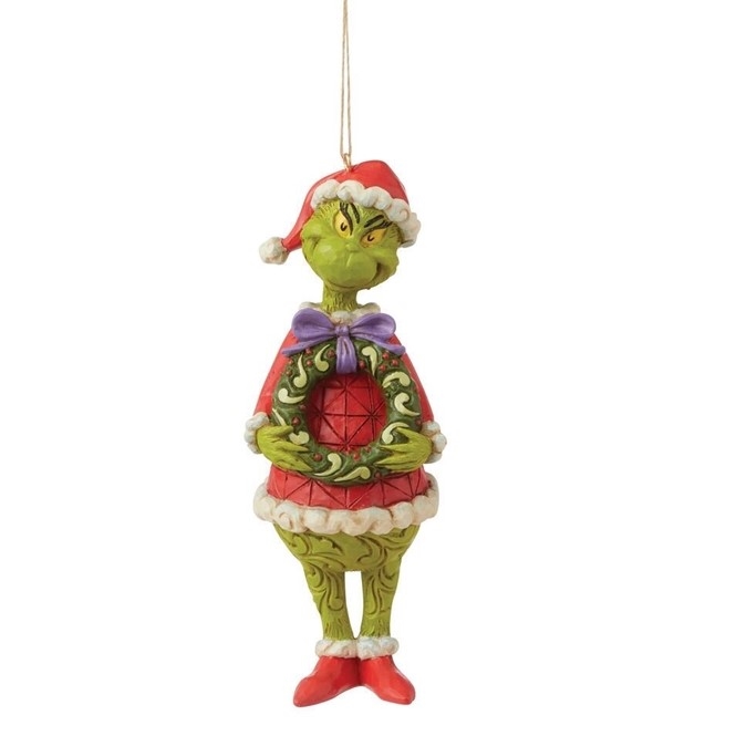 Jim Shore Grinch | Grinch Holding Wreath Ornament 6009205 | DBC Collectibles