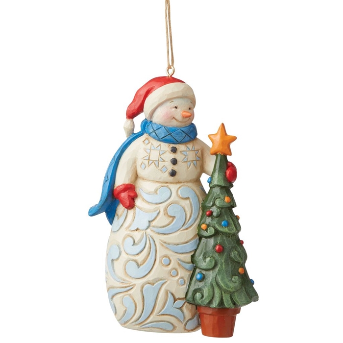 Jim Shore Heartwood Creek | Snowman with Tree Ornament 6009468 | DBC Collectibles