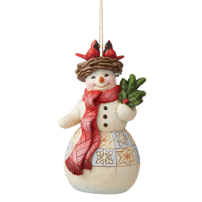 Jim Shore Heartwood Creek | Snowman with Cardinal Nest Ornament 6009469 | DBC Collectibles