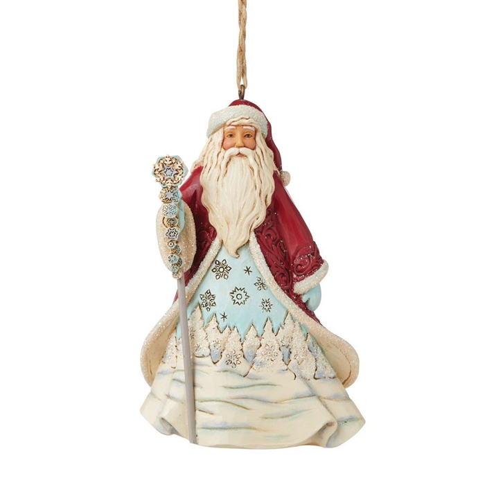 Jim Shore Heartwood Creek | Wonderland Santa With Snowflakes Ornament 6009488 | DBC Collectibles