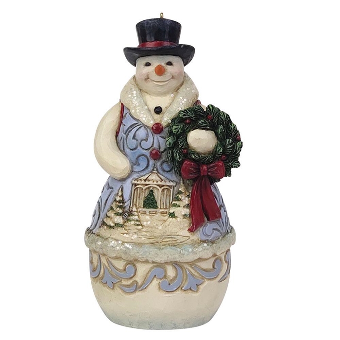 Jim Shore Heartwood Creek | Victorian Snowman With Wreath Ornament 6009498 | DBC Collectibles