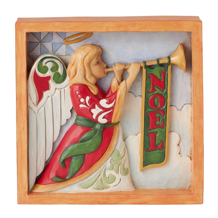 Jim Shore Heartwood Creek |  Angel with Trumpet Plaque  6009564 | DBC Collectibles