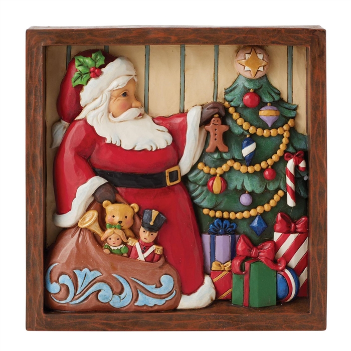 Jim Shore Heartwood Creek |  Santa Decorating Tree Plaque l 6009567 | DBC Collectibles