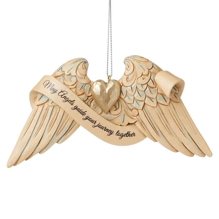 Jim Shore Heartwood Creek | Wedding Angel Wings Ornament - 6009575 | DBC Collectibles
