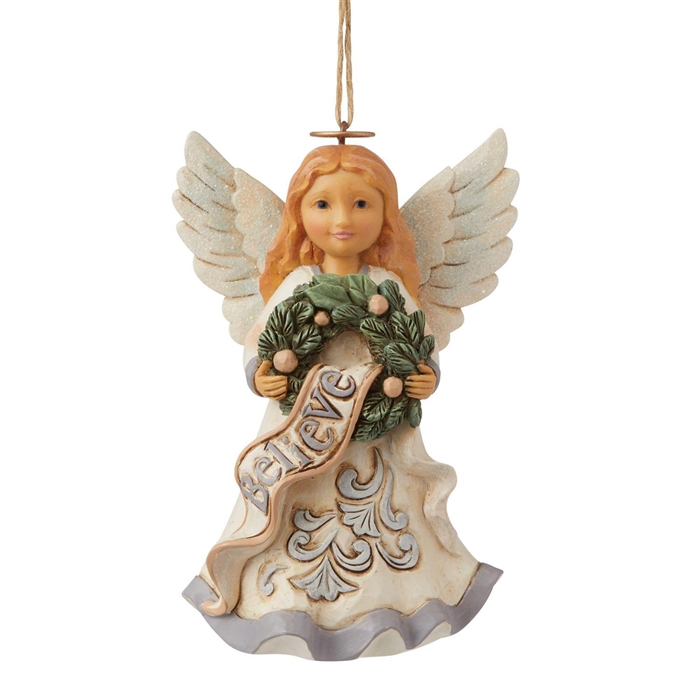 Jim Shore Heartwood Creek | White Woodland Believe Angel Christmas Ornament 6009587 | DBC Collectibles