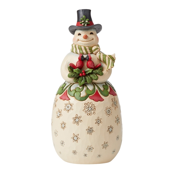 Jim Shore Heartwood Creek | Winter Joy in Hand & Heart - Snowman Holding Cardinals 6009686 | DBC Collectibles