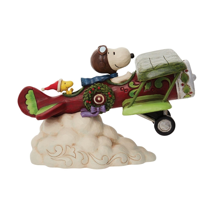 Peanuts By Jim Shore |  Special Christmas Deliveries - Snoopy Flying Ace Plane 6010324 | DBC Collectibles