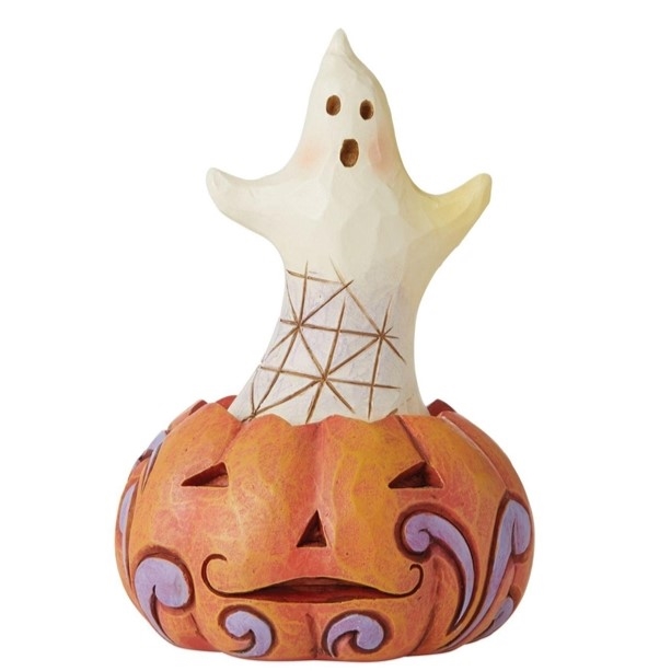 Jim Shore Heartwood Creek | Mini Ghost in Pumpkin - 6010676 | DBC Collectibles