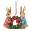 Jim Shore Heartwood Creek | Peter & Flopsy with Wreath Ornament  6010690 | DBC Collectibles