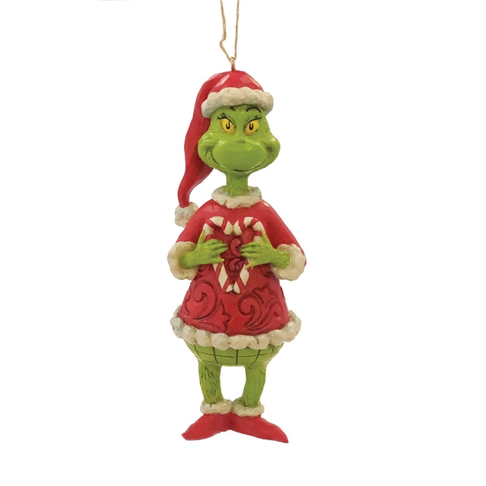 The Grinch by Jim Shore | Grinch Holding Candy Cane Ornament 6010785 | DBC Collectibles