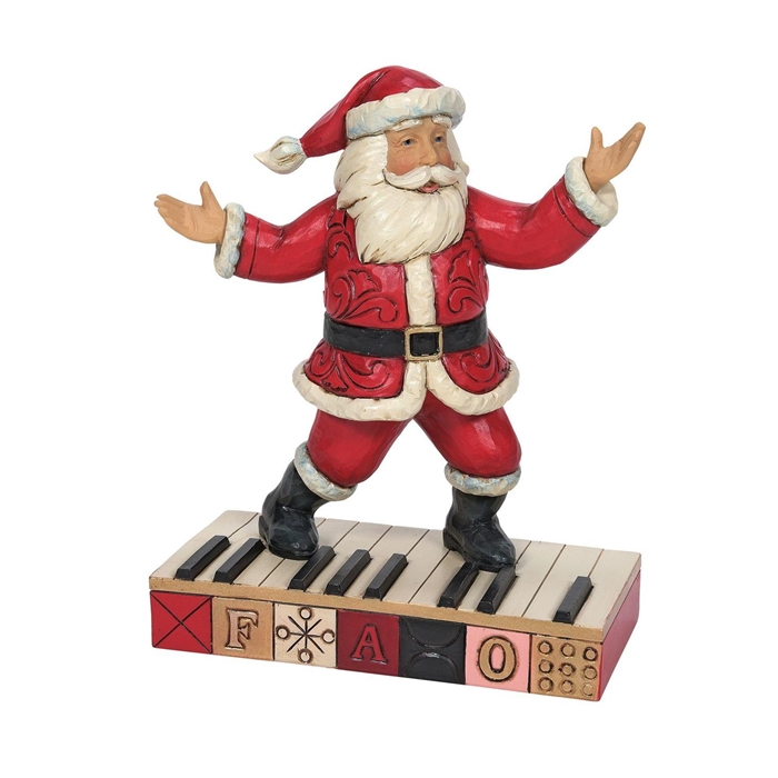 FAO Schwarz by Jim Shore | Tapping Out A Christmas Jingle - Santa on Keyboard 6010853 | DBC Collectibles