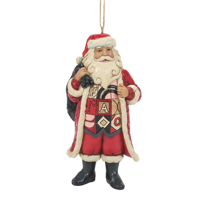 FAO Schwarz by Jim Shore | Santa w/ FAO Toy Bag Ornament 6010856 | DBC Collectibles