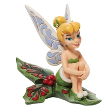 Jim Shore Disney Traditions |  Tinker Bell Sitting on Holly 6010874 | DBC Collectibles