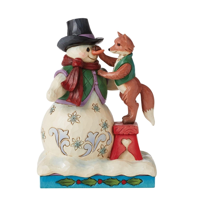 Jim Shore Heartwood Creek |  Building Friendships Together - Snowman with Fox   6011162 | DBC Collectibles