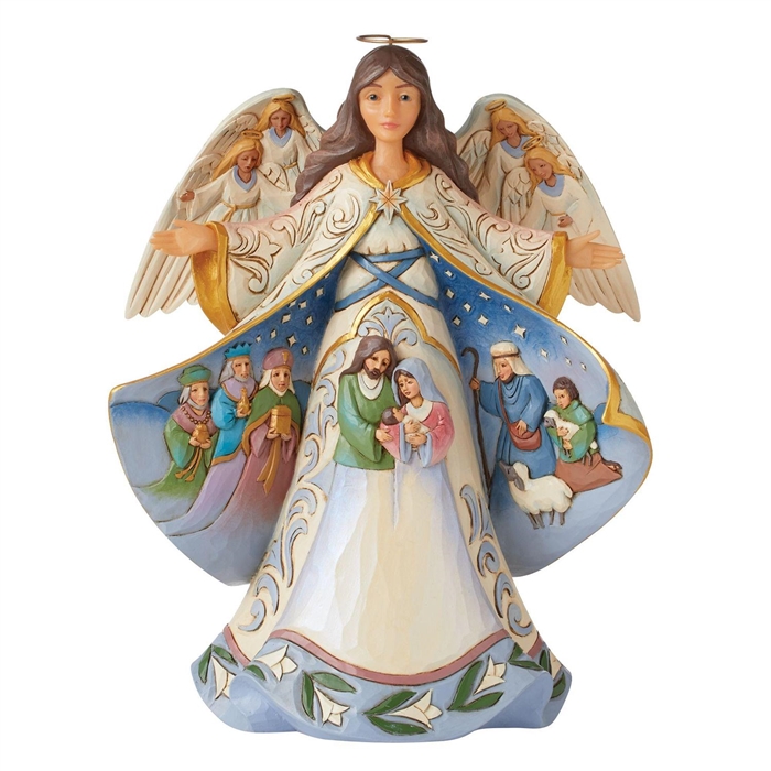 Jim Shore Heartwood Creek |  Open Your Heart to the Christmas Miracle - Nativity Angel with Robe Scene   6011164 | DBC Collectibles