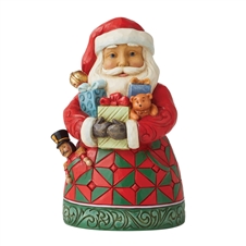 Jim Shore Heartwood Creek | Granting Wishes - Pint Sized Santa with Gifts 6011481 | DBC Collectibles