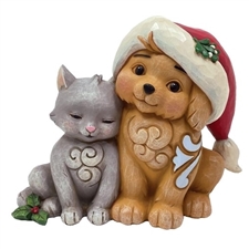 Jim Shore Heartwood Creek | Fur the Love of Christmas - Pint Sized Kitten and Puppy in Santa Hat 6011485 | DBC Collectibles