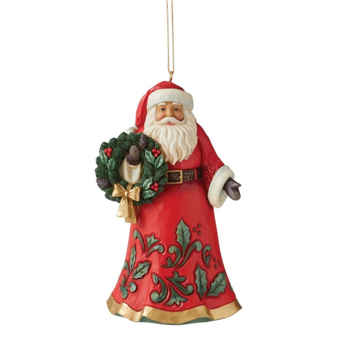 Jim Shore Heartwood Creek  | Santa Wreath Hanging Ornament 6011496 | DBC Collectibles