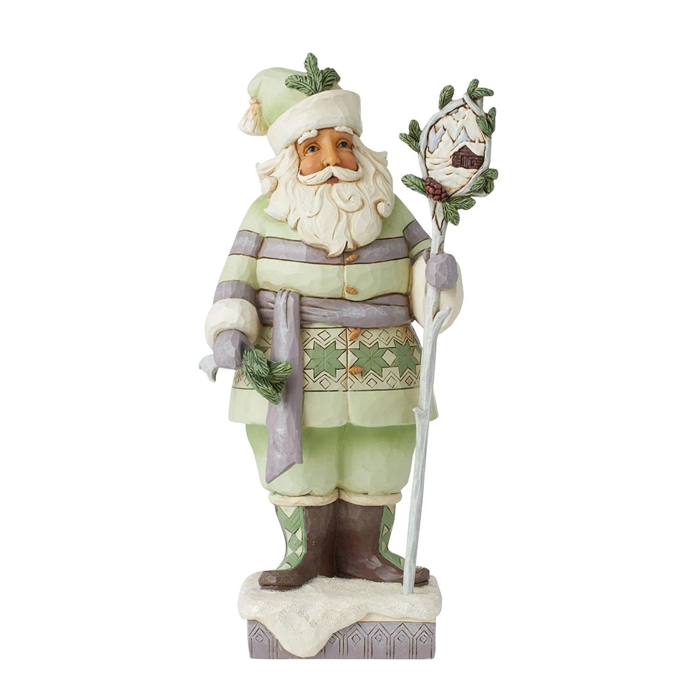 Jim Shore Heartwood Creek | White Woodland Santa with Staff 6011614 | DBC Collectibles