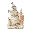 Jim Shore Heartwood Creek | Birch Bark Buddies - White Woodland Snowman with Deer 6011616 | DBC Collectibles