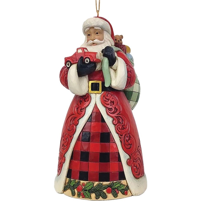 Country Living by Jim Shore | Santa Holding Red Truck Ornament 6011746 | DBC Collectibles
