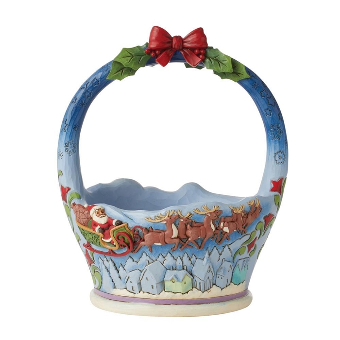 Jim Shore Heartwood Creek | Merry Season Of Surprises Christmas Basket with Scene 6011886 | DBC Collectibles