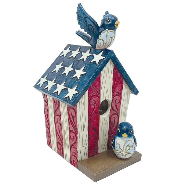 Jim Shore Heartwood Creek | Star Spangled Songbirds - Patriotic Decorative Birdhouse 6012435 | DBC Collectibles