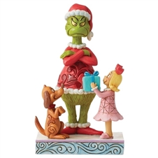 The Grinch By Jim Shore -  Max, Cindy Giving Gift to Grinch