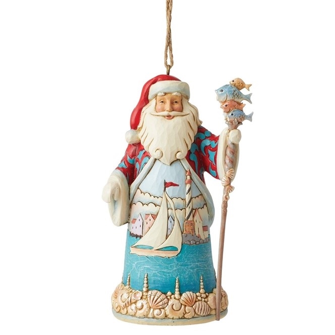 Jim Shore Heartwood Creek | Coastal Santa Ornament 6013695 | DBC Collectibles