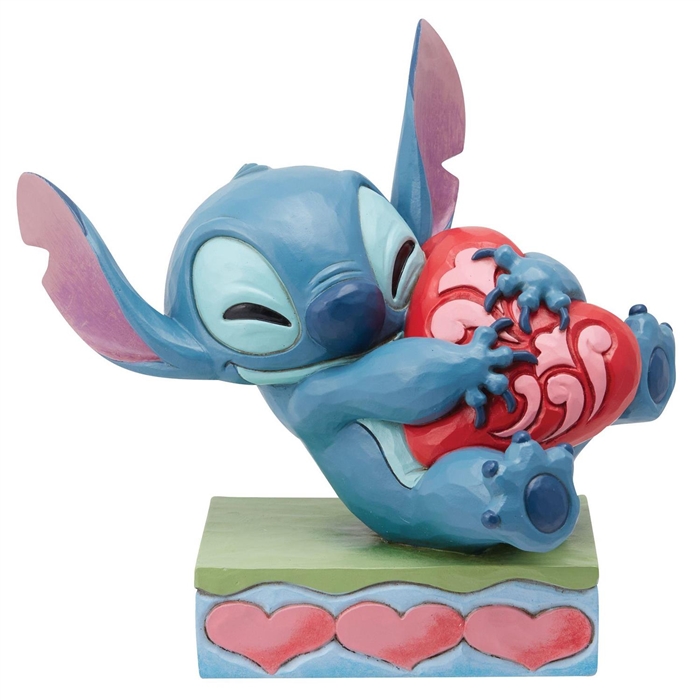 Jim Shore Disney Traditions | Heart Struck - Stitch Hugging Heart 6014316 | DBC Collectibles