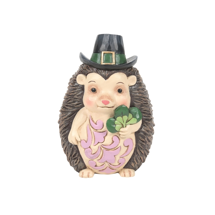 Jim Shore Heartwood Creek | Hedgehog Wearing Green Hat and Clover 6014386 | DBC Collectibles