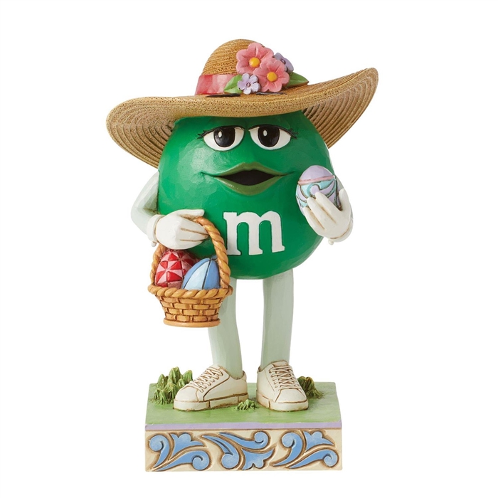 Jim Shore M&M'S | An Easter Beauty - M&M'S Green Character w/Basket 6014810 | DBC Collectibles