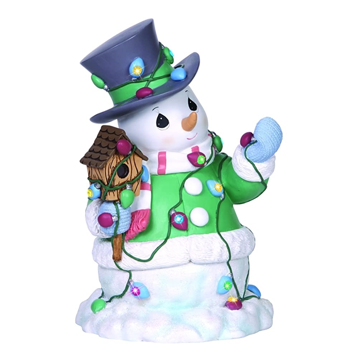 Precious Moments - LED Snowman With String Of Lights