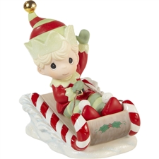 Precious Moments - Christmas Is Coming, Enjoy The Ride Annual Elf Figurine