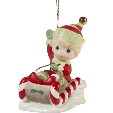 Precious Moments - Christmas Is Coming, Enjoy The Ride Annual Elf Ornament