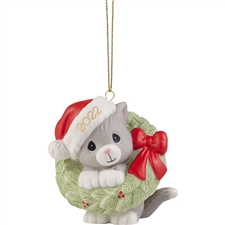 Precious Moments -  Wreathed In Christmas Joy 2022 Dated Cat Ornament 221007
